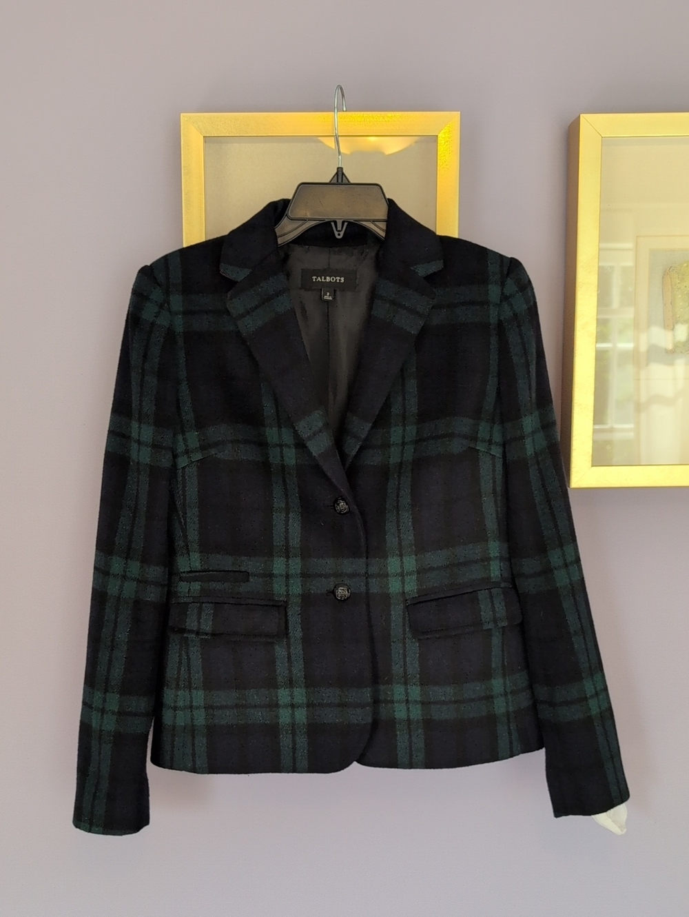 Talbots Plaid Tailored Blazer (Size 2)